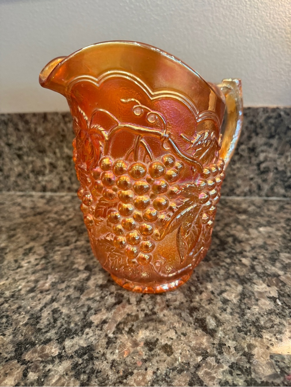 Vintage Imperial Glass Marigold Carnival Glass Grape Water Pitcher